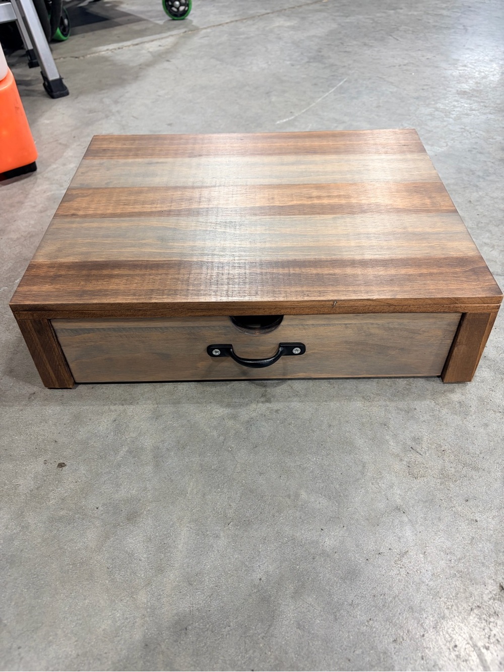 Wooden Table Top Storage Drawer in Brown